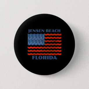 Badge Rond 5 Cm Drapeau américain de pêche vintage Jensen Beach Fl