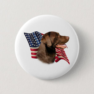 Badge Rond 5 Cm Drapeau américain de récupération de chocolat Labr