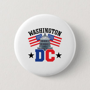 Badge Rond 5 Cm Drapeau américain de Washington Dc Capitol Hill