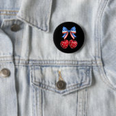 Badge Rond 5 Cm Drapeau Américain Drôle Cherry Coquette Bow 4 Juil (En situation)