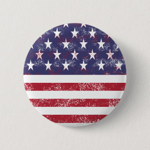 Badge Rond 5 Cm Drapeau américain en détresse