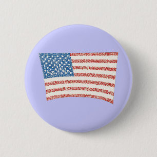 Badge Rond 5 Cm Drapeau américain en pointillisme, épingle sur bou