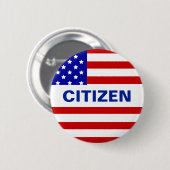Badge Rond 5 Cm drapeau américain et texte citoyen modifiable (Devant & derrière)