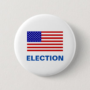 Badge Rond 5 Cm Drapeau américain et texte de l'élection