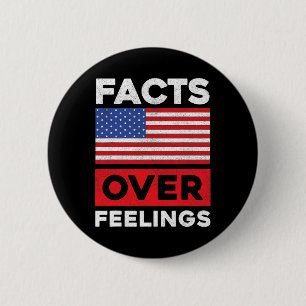 Badge Rond 5 Cm Drapeau américain États-Unis Les faits priment sur