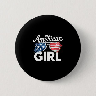 Badge Rond 5 Cm Drapeau américain fille américaine 4 juillet famil