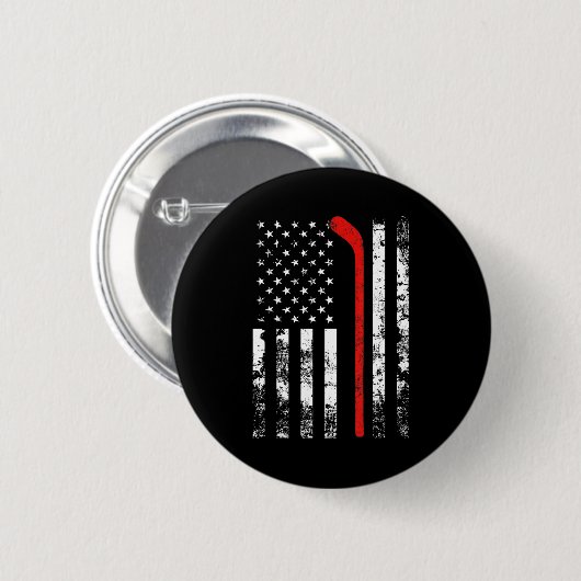 Badge Rond 5 Cm Drapeau américain Hockey USA Patriotique (Devant & derrière)