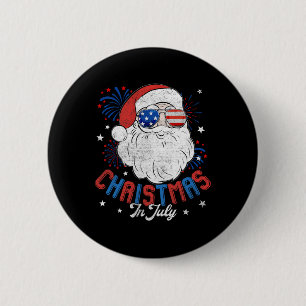 Badge Rond 5 Cm Drapeau Américain Lunettes de soleil Noël en Juill