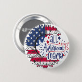 Badge Rond 5 Cm Drapeau américain Mama USA Rouge Blanc Bleu Patrio (Devant & derrière)