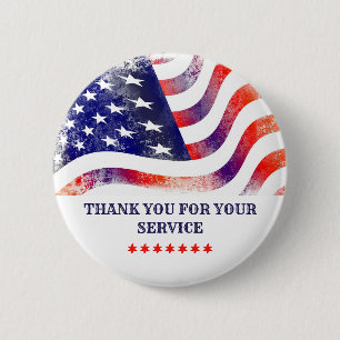 Badge Rond 5 Cm Drapeau américain Merci pour votre service