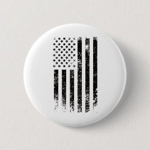 Badge Rond 5 Cm Drapeau américain noir patriotique Usa en détresse