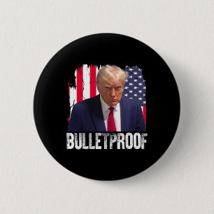 Badge Rond 5 Cm Drapeau Américain Pare-Balles Trump Républicain Pr