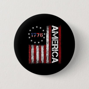 Badge Rond 5 Cm Drapeau américain patriotique de 1776 4 juillet Am