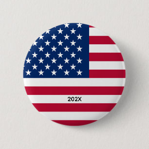 Badge Rond 5 Cm Drapeau américain patriotique USA rouge blanc et b