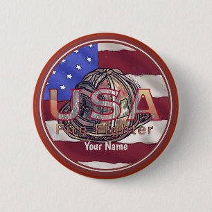 Badge Rond 5 Cm Drapeau américain pin pompier