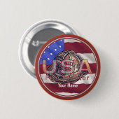 Badge Rond 5 Cm Drapeau américain pin pompier (Devant & derrière)