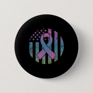 Badge Rond 5 Cm Drapeau américain Poche Metastas Cancer du Sein Aw