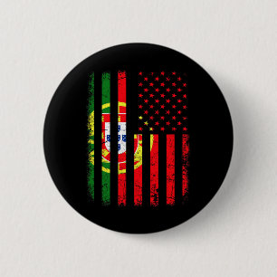 Badge Rond 5 Cm Drapeau Américain Portugais Portugal Fierté Améric