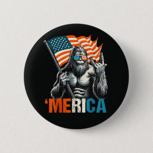 Badge Rond 5 Cm Drapeau Américain Rock Bigfoot Merica