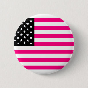 Badge Rond 5 Cm drapeau américain rose
