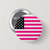 Badge Rond 5 Cm drapeau américain rose (Devant & derrière)