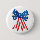 Badge Rond 5 Cm Drapeau américain Ruban rouge blanc et bleu Bow (Devant)
