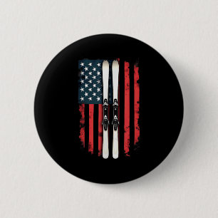 Badge Rond 5 Cm Drapeau américain Ski alpin _6