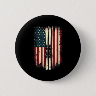 Badge Rond 5 Cm Drapeau américain skieur de ski alpin _3
