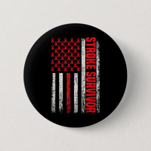 Badge Rond 5 Cm Drapeau américain Survivante Red Ribbon Femmes Usa