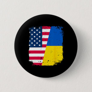 Badge Rond 5 Cm Drapeau américain ukrainien amitié pays vintag