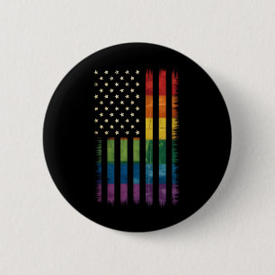 Badge Rond 5 Cm Drapeau américain USA Arc-en-ciel Fierté Gay Lesbi