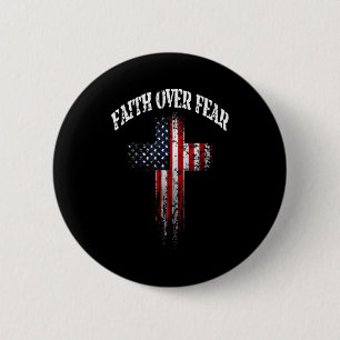 Badge Rond 5 Cm Drapeau américain Usa Croix chrétienne Foi sur la
