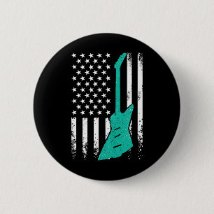 Badge Rond 5 Cm Drapeau américain Vintage Electric Rock Guitare 4è