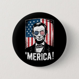 Badge Rond 5 Cm Drapeau américain vintage Lincoln Merica 4 juillet