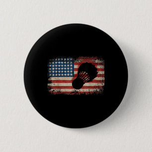Badge Rond 5 Cm Drapeau Américain Volant Badminton Art Sports