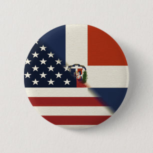 Badge Rond 5 Cm Drapeau Amérique République Dominicaine US D.R.