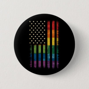 Badge Rond 5 Cm Drapeau arc-en-ciel en détresse Pride USA America 