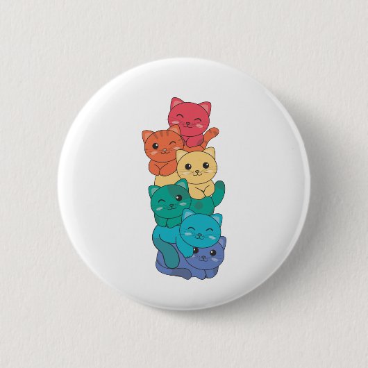 Badge Rond 5 Cm Drapeau arc-en-ciel Gay pride Lgbtq Chats mignons  (Devant)
