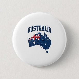Badge Rond 5 Cm Drapeau Australie Carte Graphique Vintage en détre