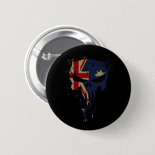 Badge Rond 5 Cm Drapeau australien noir (Devant & derrière)