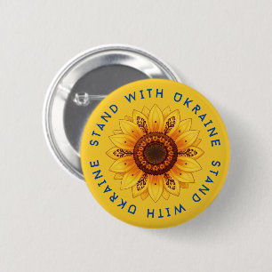 Badge Rond 5 Cm Drapeau aux motifs ornementaux ukrainiens de tourn