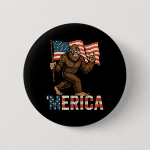Badge Rond 5 Cm Drapeau Bigfoot Merica Rock Patriotique Américain