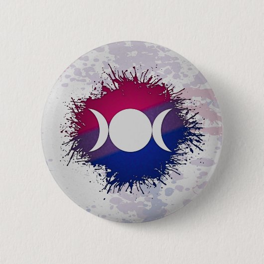 Badge Rond 5 Cm Drapeau Bisexuel Peinture Triple Déesse Lune (Devant)