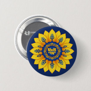 Badge Rond 5 Cm Drapeau bleu jaune tournesol Stand with Ukraine
