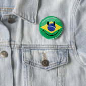 Badge Rond 5 Cm Drapeau brésilien de sourire (En situation)