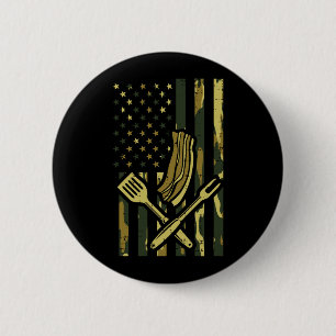 Badge Rond 5 Cm Drapeau Camo Bbq Viande Grill Barbecue Patriote Ho