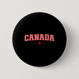 Badge Rond 5 Cm Drapeau Canada Amour Rétro Fête du Canada Feuille