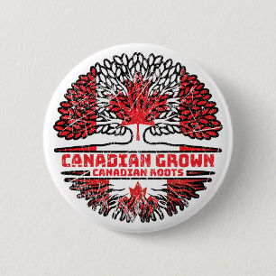 Badge Rond 5 Cm Drapeau canadien des racines d'arbre