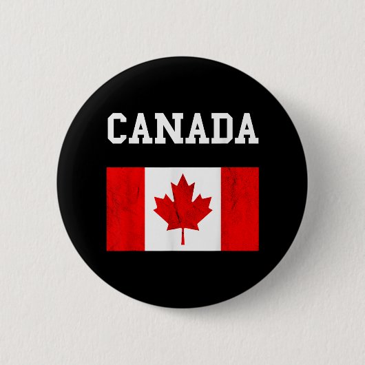 Badge Rond 5 Cm Drapeau canadien Feuille d'érable (Devant)