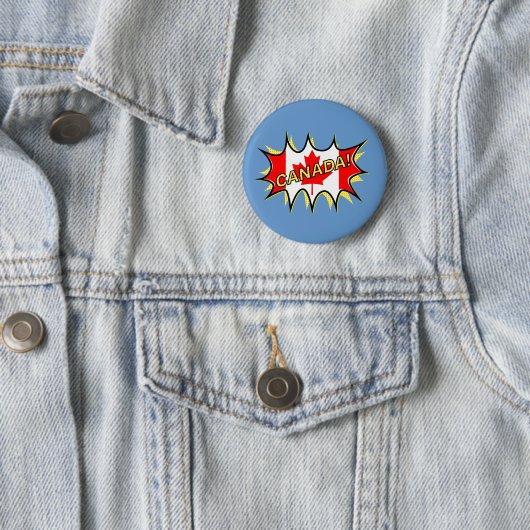 Badge Rond 5 Cm Drapeau canadien Kapow Étoile de style comique (En situation)